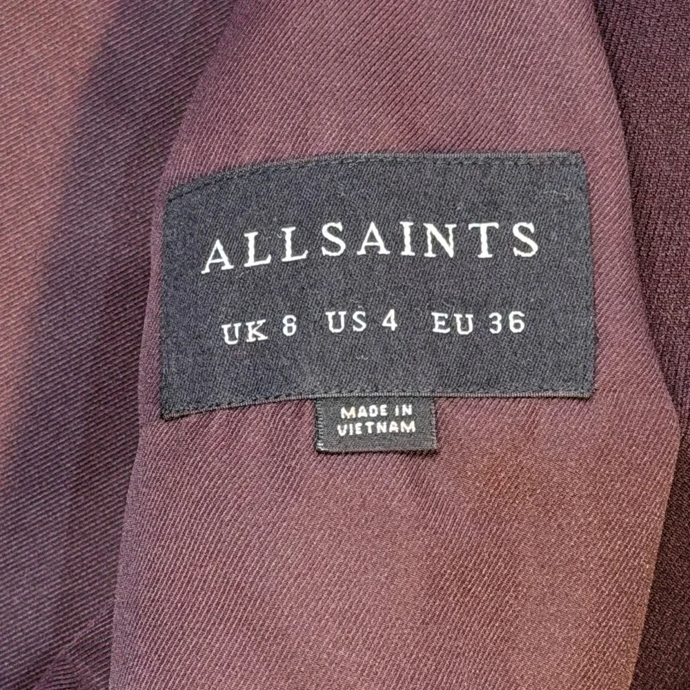 AllSaints Aleida Blazer Womens US 4 Plum Purple Open Front Jacket Lined Pockets